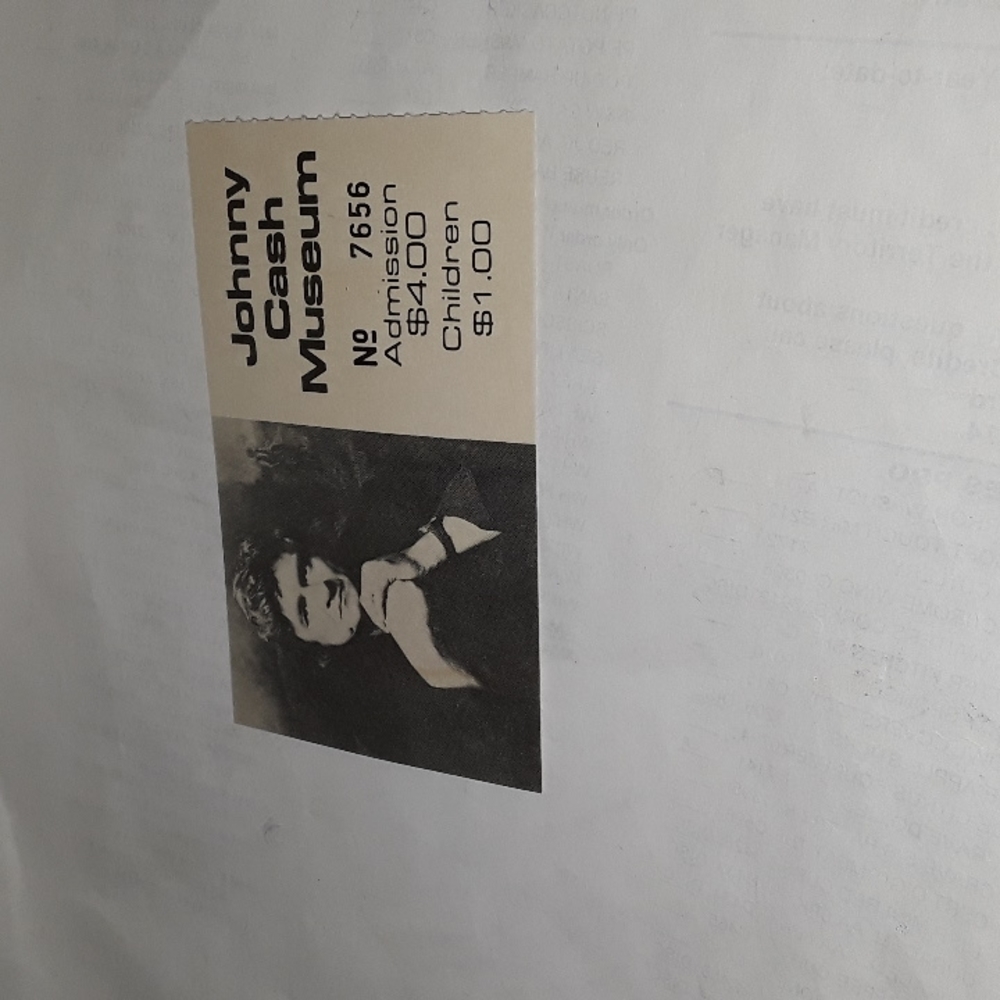 RARE 1980s JOHNNY CASH MUSEUM ADMISSION TICKET STUB